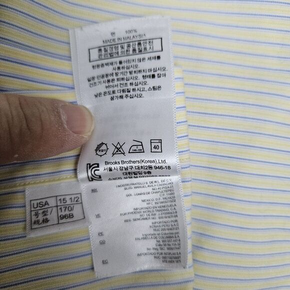 Brooks Brothers 346 Men's Size 15 1/2-4/5 Yellow & Blue Stripes Dress Shirt 15.5 - Picture 16 of 16